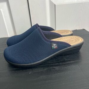 Fly Flot Navy Blue Mesh Anti-Shock Anatomic Mules Clogs Made in Italy  39/8